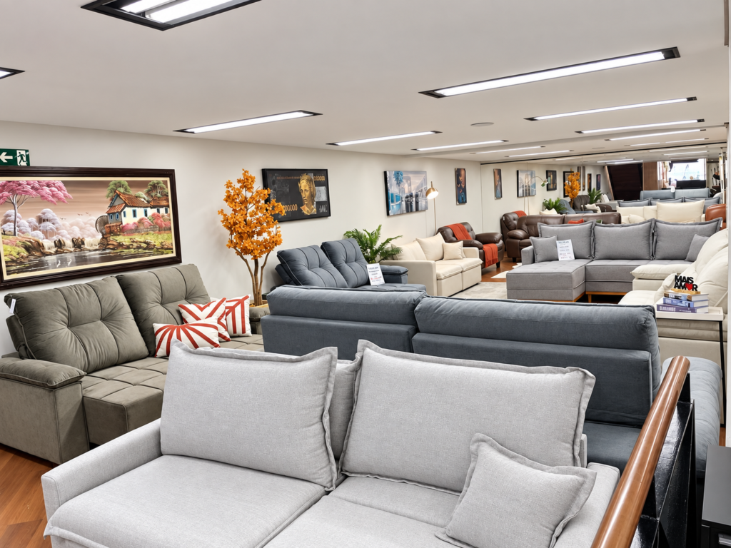 Sofás e poltronas em exposição na Casa Mais Design, Vila Maria